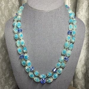 1950's Art Glass beaded double strand necklace